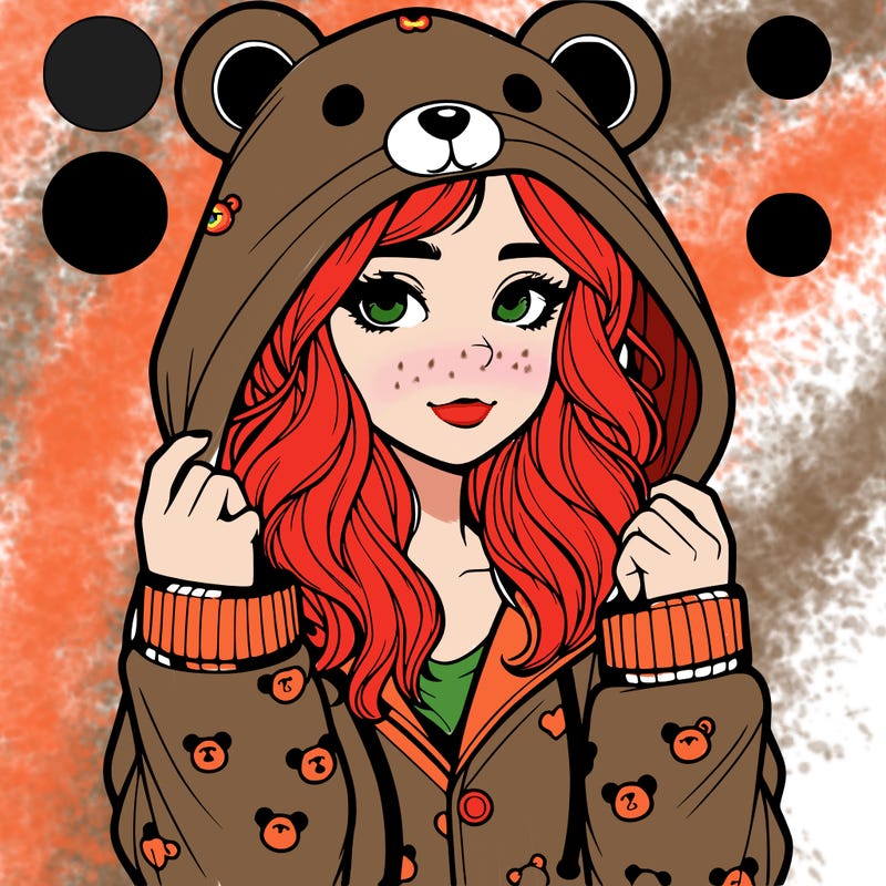 realistic girl in a animal pjs hoodie