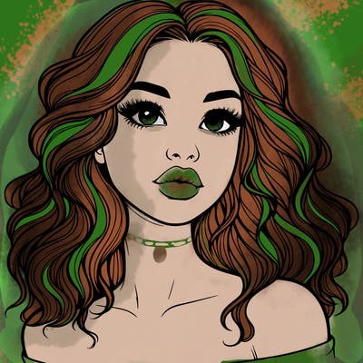 realistic girl with wavy hair and lips