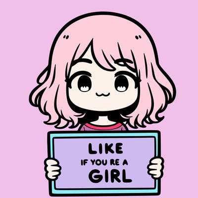 a cute girl holding a sign that says like if you’re a girl