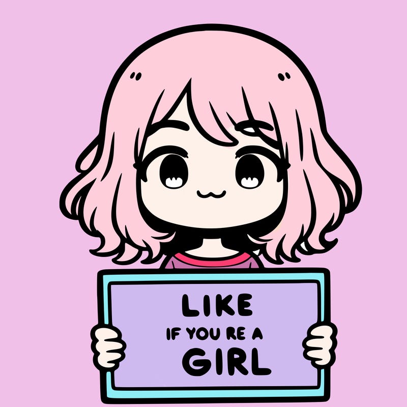 a cute girl holding a sign that says like if you’re a girl