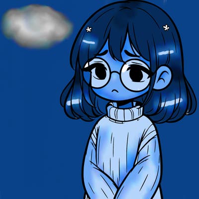 sad girl with glasses in a sweater