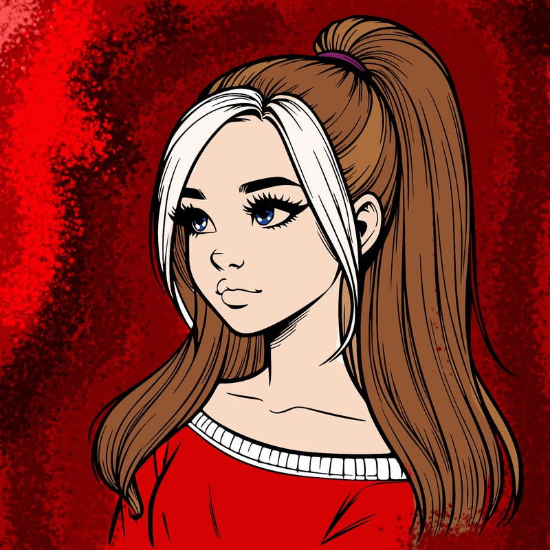 realistic girl with a high ponytail