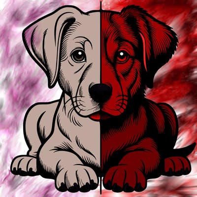 realistic dog split picture