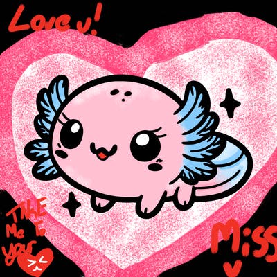 cute easy baby axolotl