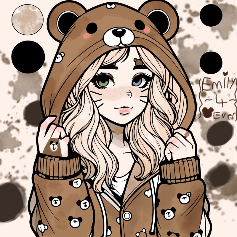 realistic girl in a animal pjs hoodie