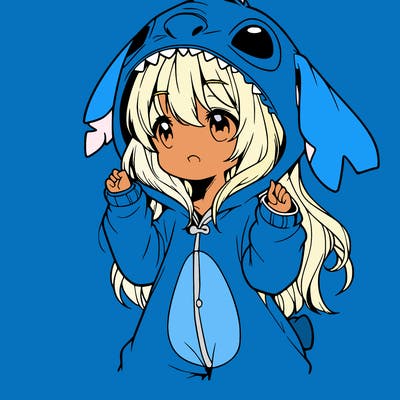 anime girl in a stitch onsie