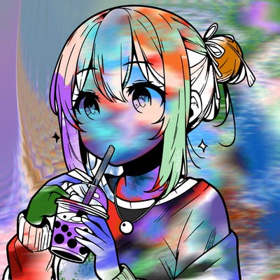manga character drinking boba