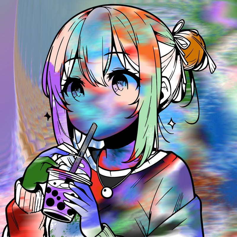 manga character drinking boba