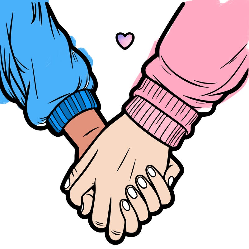 two holding hand one girl hand and one boy hand