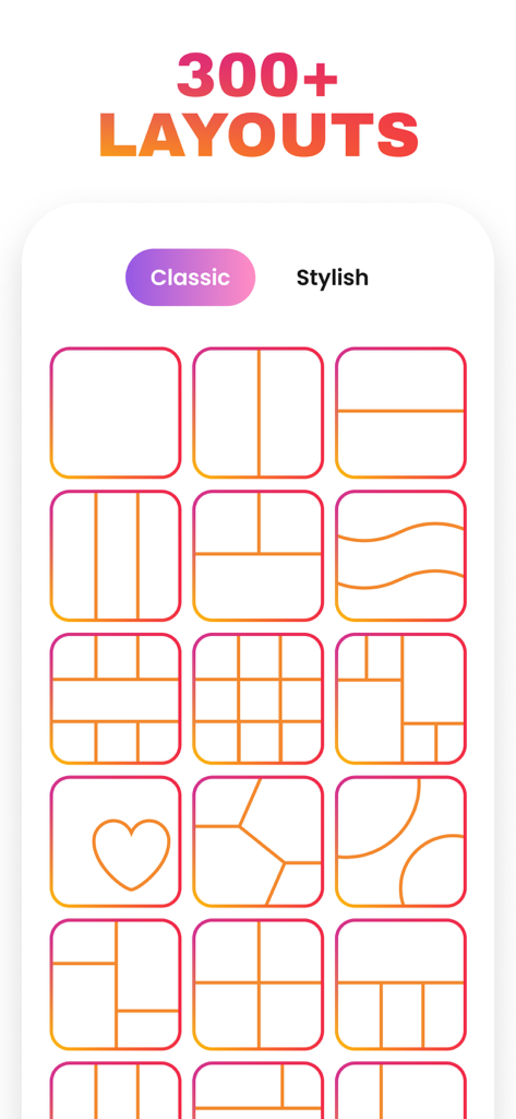 A variety of classic and stylish photo collage grid layouts and templates