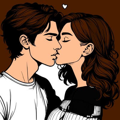 realistic couple kissing