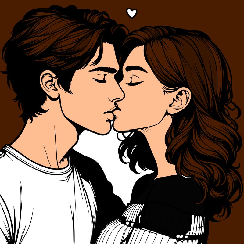 realistic couple kissing