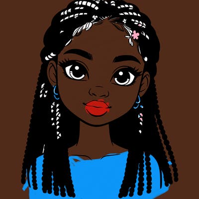 a realistic black girl with braids