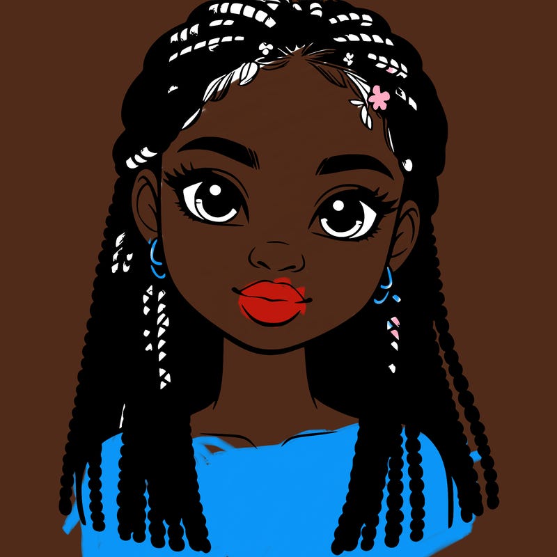 a realistic black girl with braids