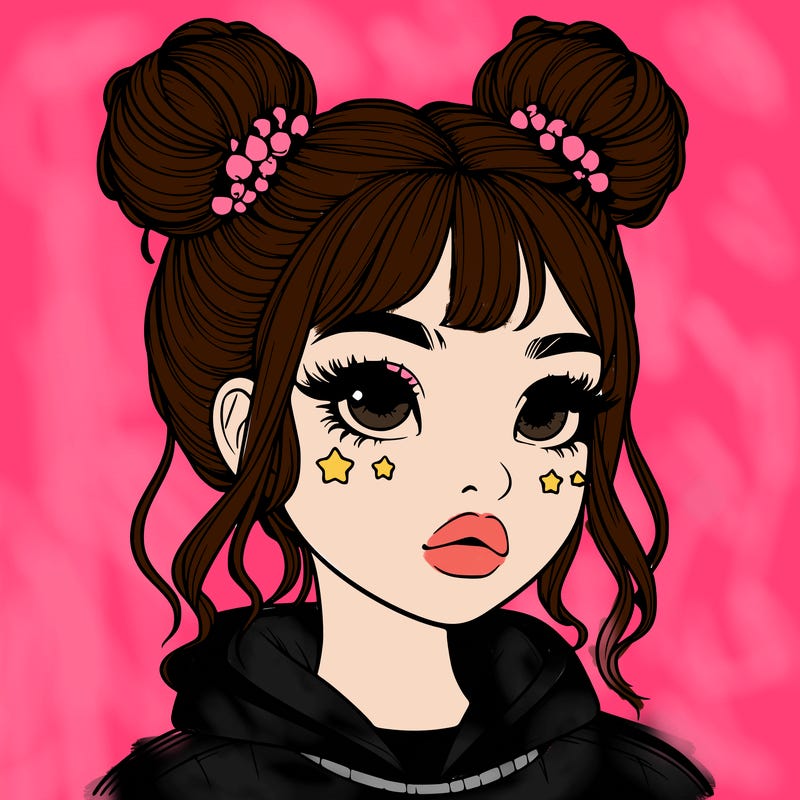 realistic girl with space buns