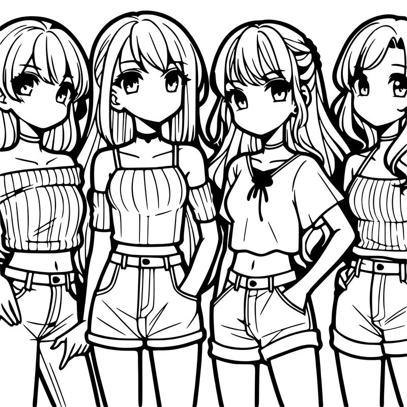 teen manga girls group of 4