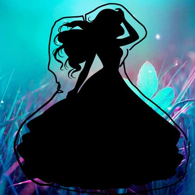 realistic woman with dress flowing in the wind