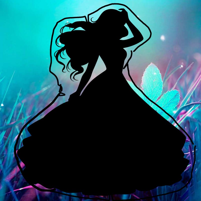 realistic woman with dress flowing in the wind