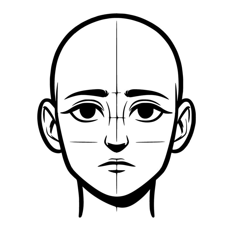 drawn face no hair