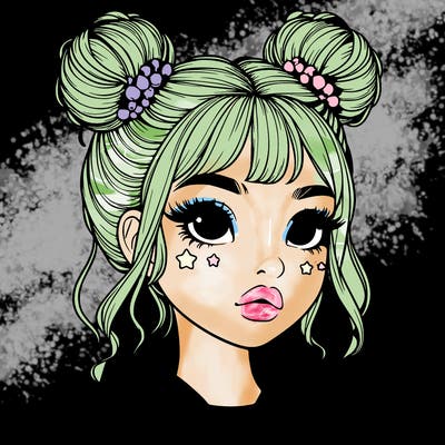 realistic girl with space buns