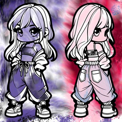 girl in crop top and baggy pants