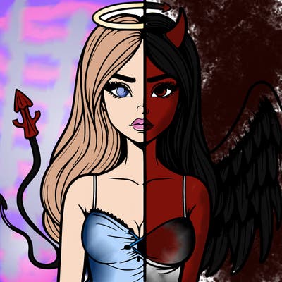 devil vs angel realistic girl