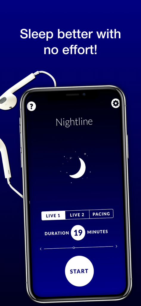 iPhone showing the VaYou Biofeedback Meditation app Nightline feature for better sleep