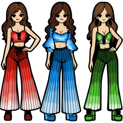 girls with flare pants and crop tops realistic