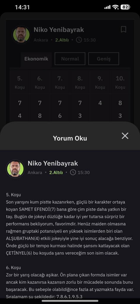 Yarıştayız-TJK Bülten Tüyoları - Expert horse racing commentary and betting tips by Niko Yenibayrak on the Yaristayiz app