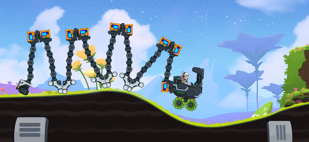 Battle Climb Racing - A custom built multi segmented vehicle climbing a hill on an alien planet