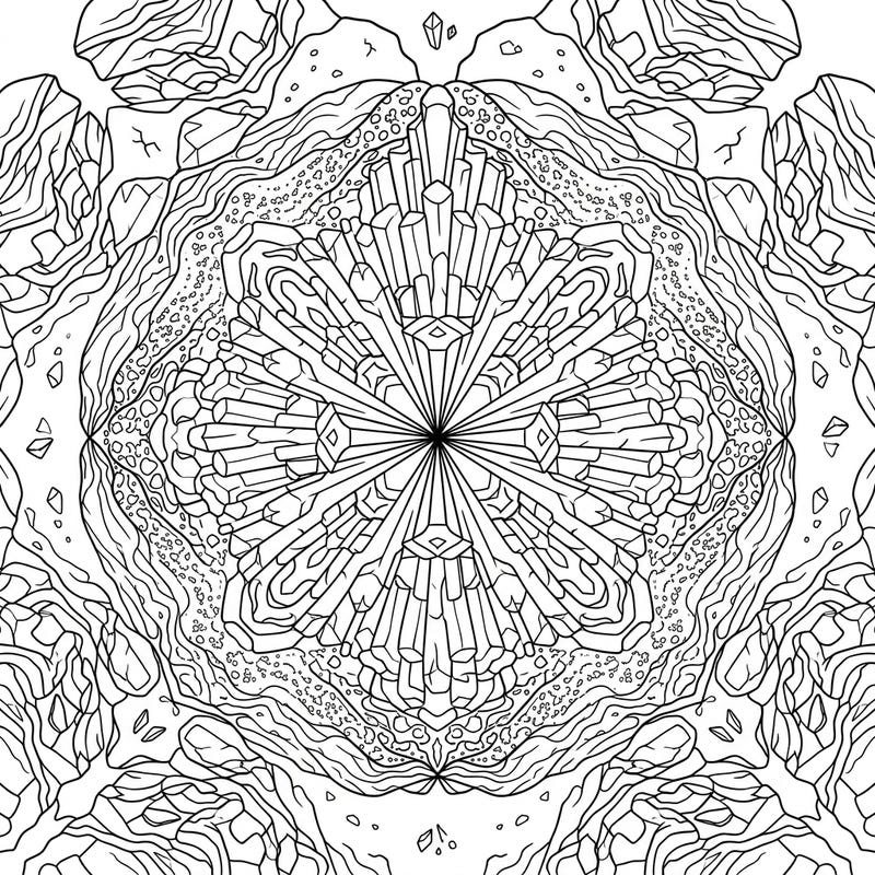 Dive into a world of geological marvels with this stunning Volcanic Valleys Mandala coloring page. Its intricate design, featuring unique rock formations and symmetrical patterns, offers a captivating creative challenge for all ages.