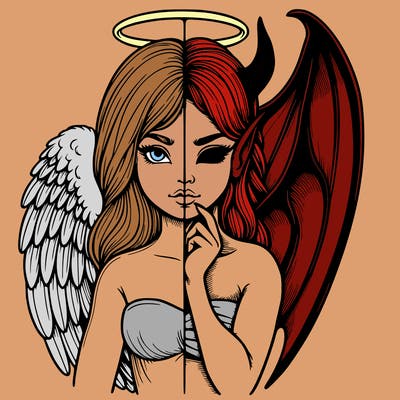 realistic angel half demon