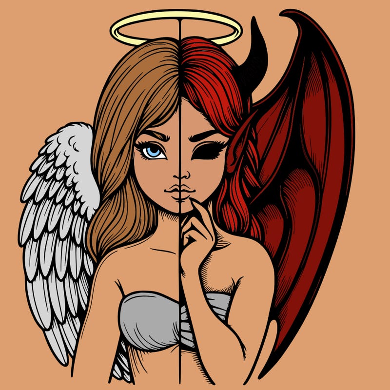 realistic angel half demon