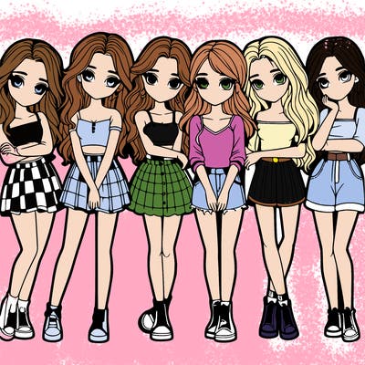 a group of girls realistic