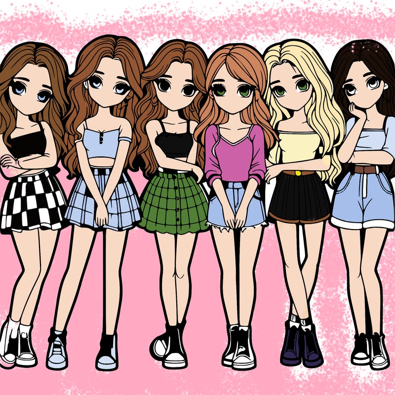a group of girls realistic