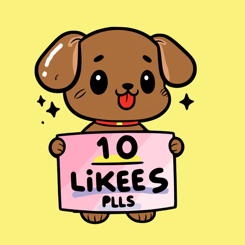 cute dog holding a sign saying 10 likes pls