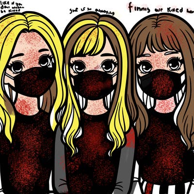 3 girls wearing face masks