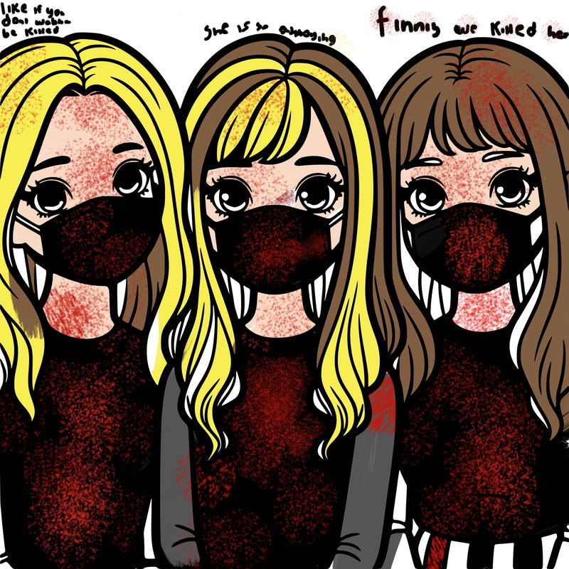 3 girls wearing face masks