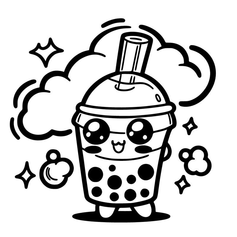boba tea cartoon character