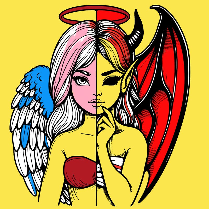 realistic angel half demon