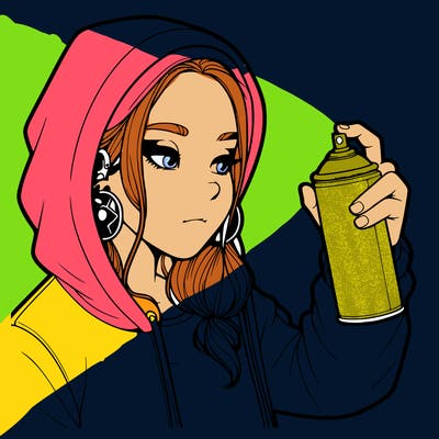 a realistic girl, spray painting