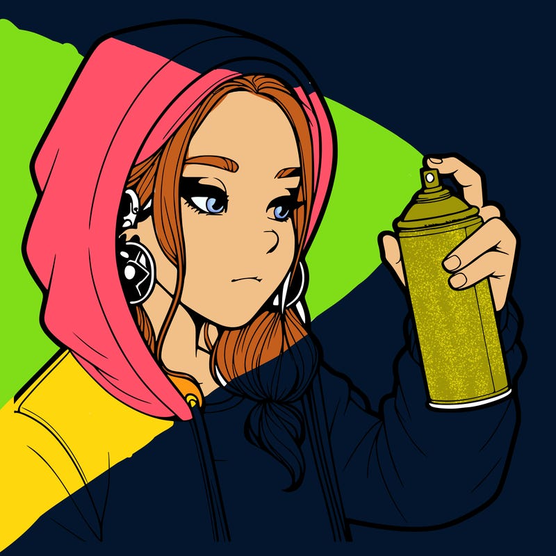 a realistic girl, spray painting