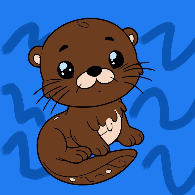 a cute sea otter with just outline