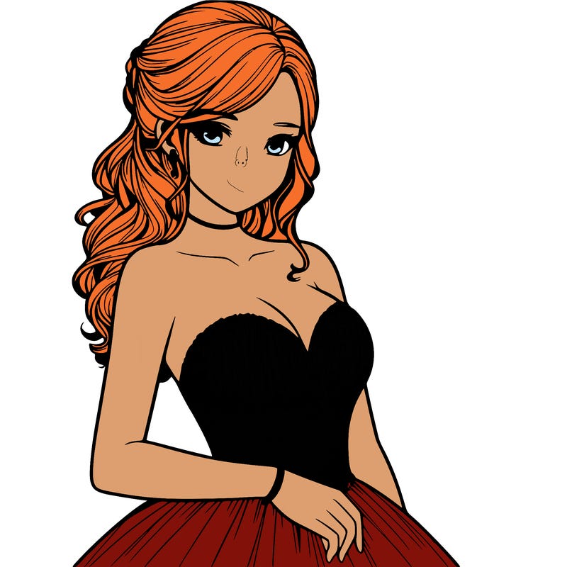 realistic girl in prom dress