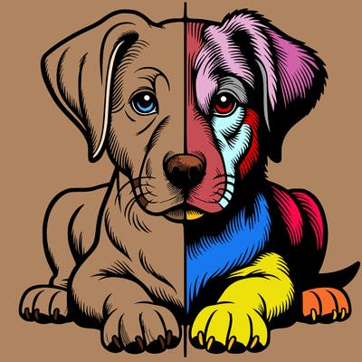 realistic dog split picture