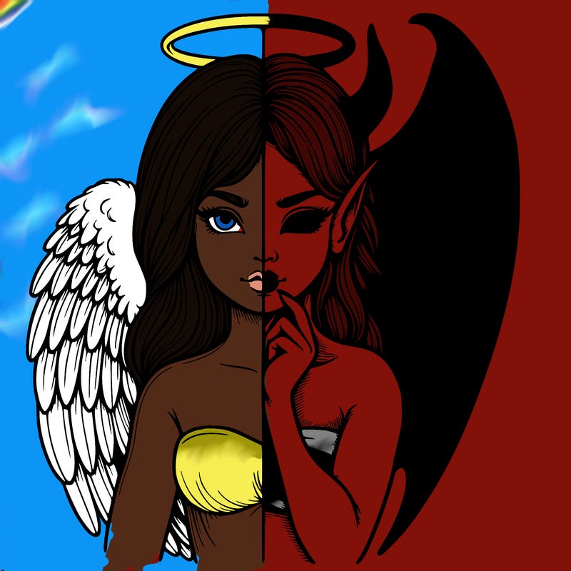 realistic angel half demon