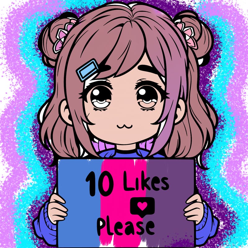a girl with a sign saying 10 likes please