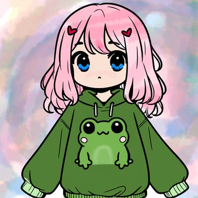 girl wearing frogging sweatshirt