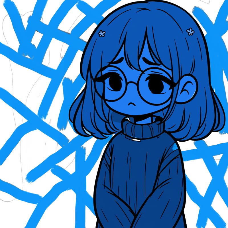 sad girl with glasses in a sweater