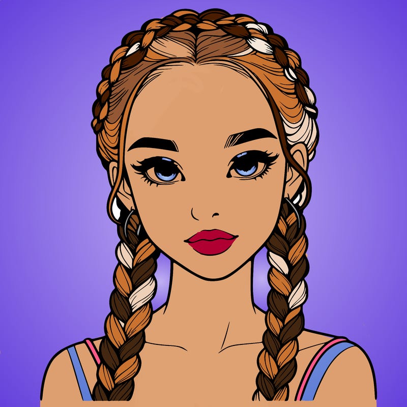 realistic girl with braids